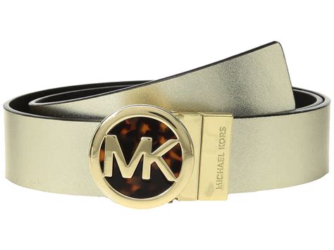 michael kors black belt gold buckle|michael kors reversible leather belt.